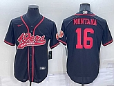 San Francisco 49ers 16 Joe Montana Black Men's Stitched Cool Base Nike Baseball Jersey,baseball caps,new era cap wholesale,wholesale hats